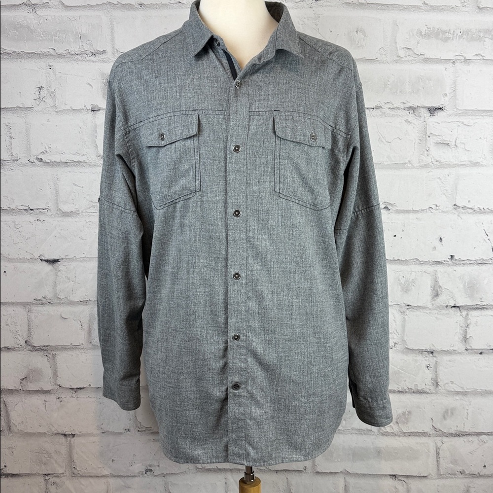 Columbia XL Omniwick Long Sleeve Button Down Gray Shirt